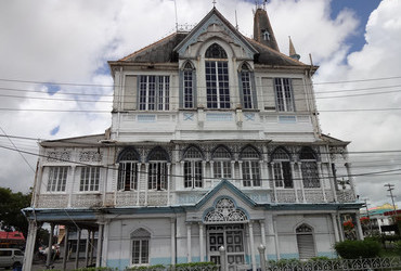 Gothic style City Hall 1888 side view - Georgetown, Guyana
