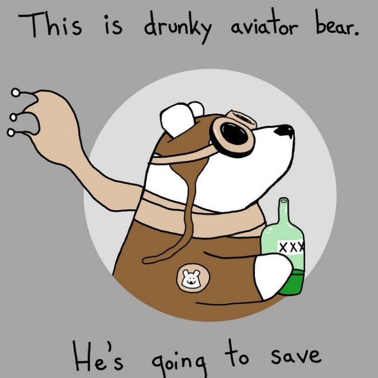Teddy Land: Drunky aviator bear - Sebastien Millon