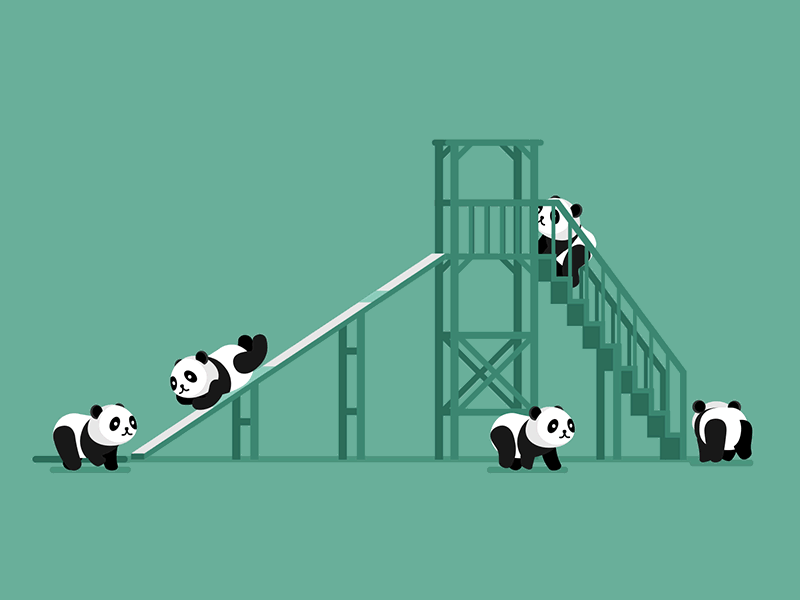 Teddy Land: Pandas sliding