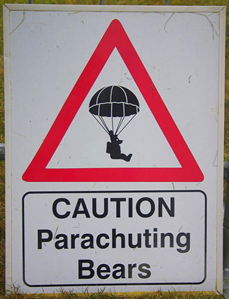 Teddy Land: Warning sign parachuting bears