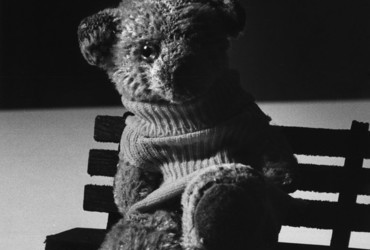 Caption from LIFE. One-Eyed Connolly, teddy bear, age 30 (in 1970).