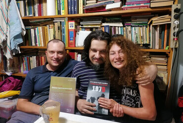 Swapping books with Pavel Lebedev and Andrey Gusev