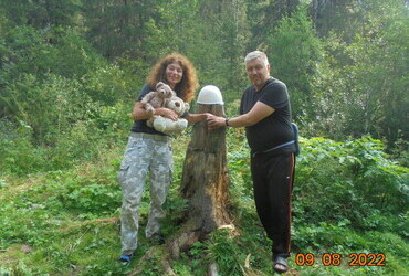 Teodora Hadjiyska, Mikhail Neprikayanny (Shamil) at the "Kaska" ("Helmet") camp site