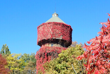 The Water tower turns into Blood tower for Halloween