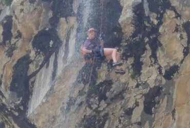 Big Falls - my first  free hang 180 feet (55m)