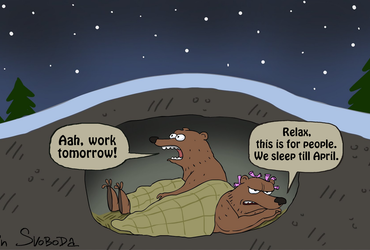 Aah, work tomorrow! - Relax, this is for people. We sleep till April - Sergey Elkin