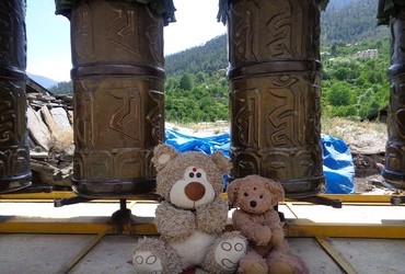 Prayer wheels in Buddhist Temple - Kalpa, Himachal Pradesh, India
