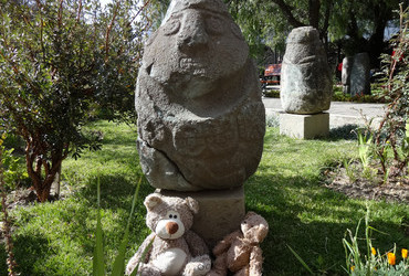 Monolith with Teddy Bears, the real thing - Huaraz, Peru