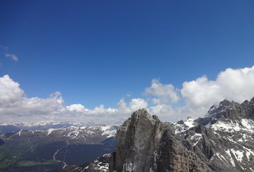 Sexton Dolomites - view from Oberbachernspitze, there is a cross on top of the next peak as well.