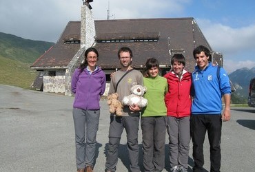 Trans Pyrenees 2013 - Refugio Belagua, Spain, These nice people gave us 4 bottles of water (sp. agua) when we most needed it